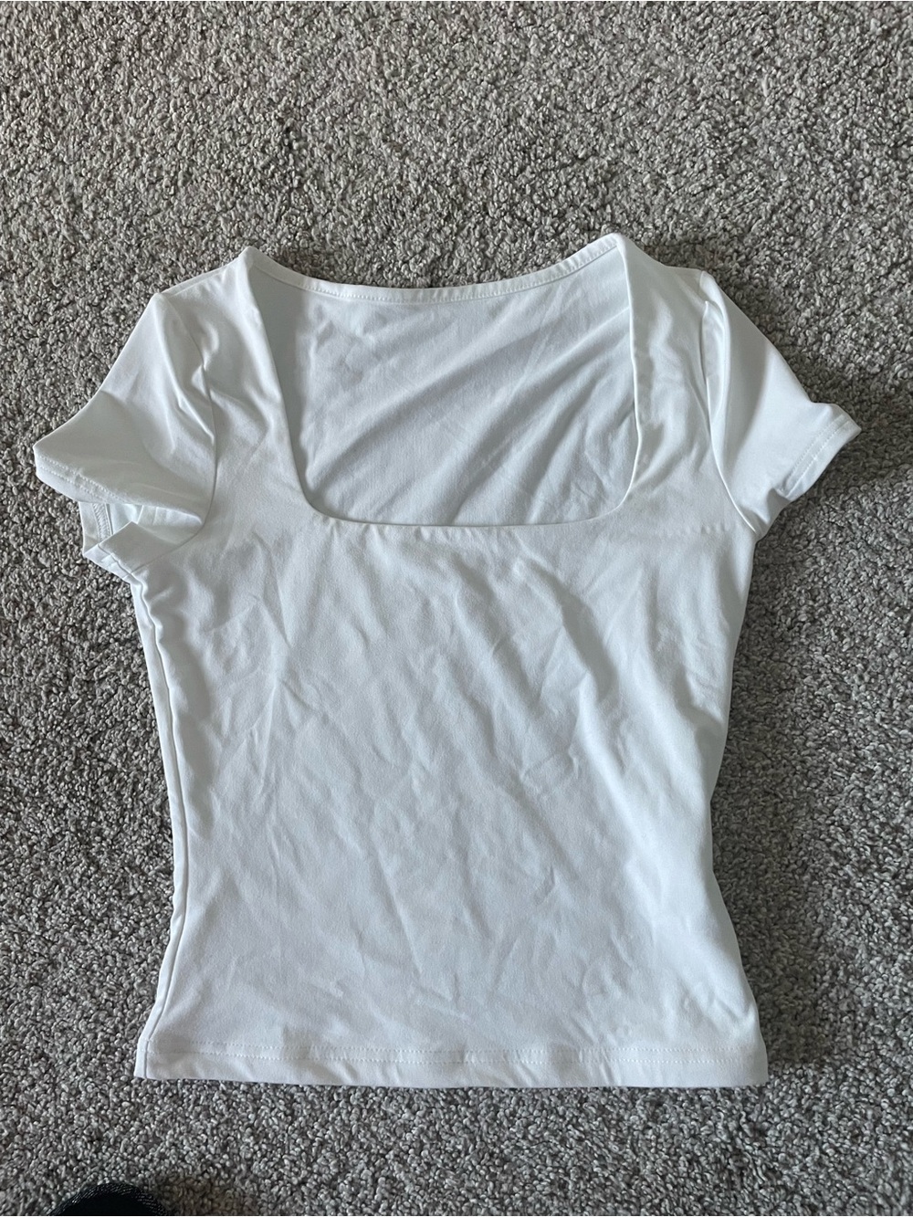 American Eagle Outfitters White Square Neck Short Sleeve Tee